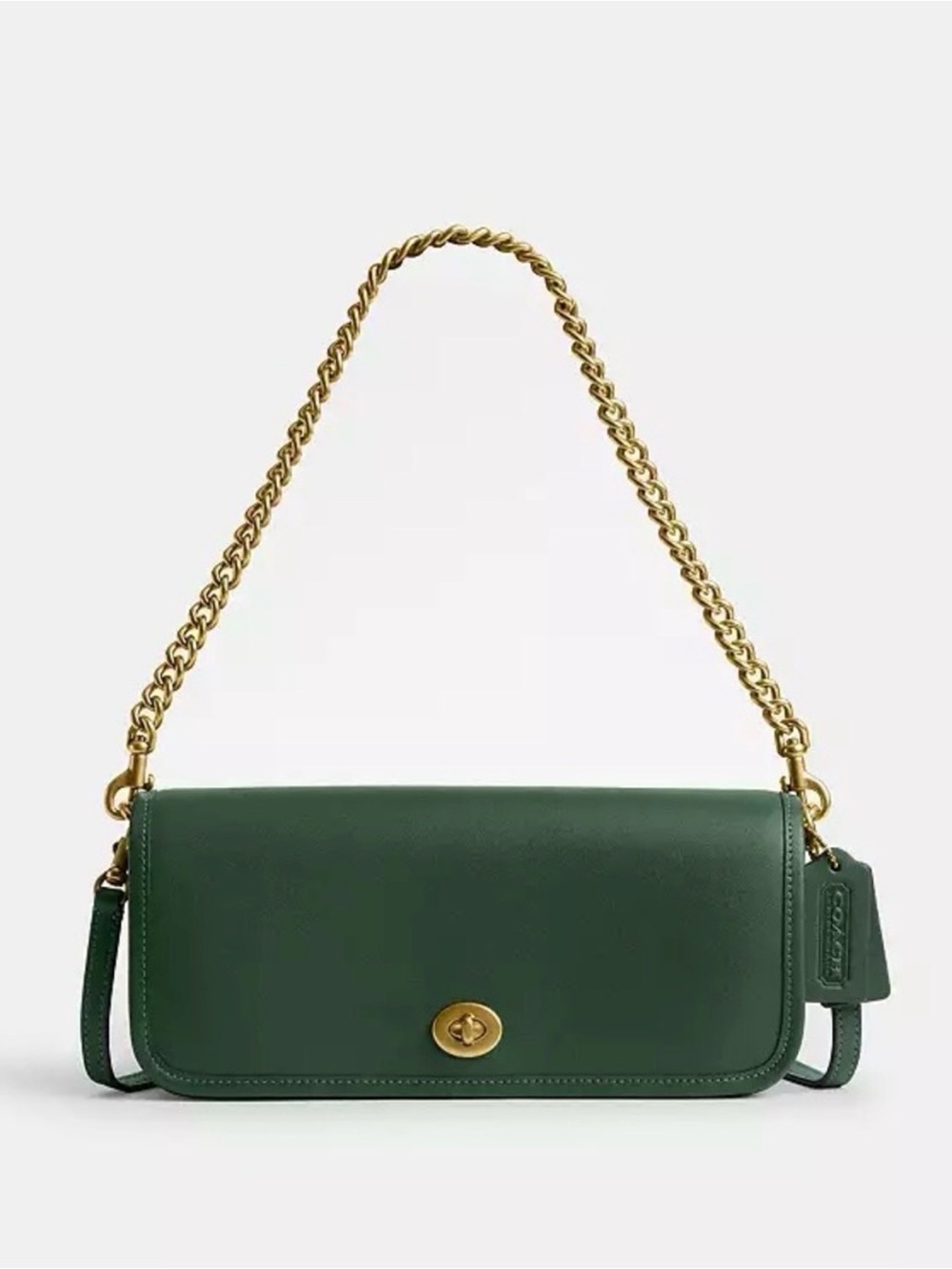 NWT Coach The Dinky Shoulder Bag Gold Chain/Hunter Green Leather LIMITED CW641